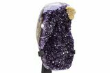 Amethyst Geode w/ Calcite on Metal Stand - Uruguay #306882-2